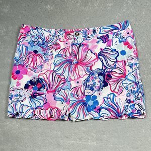 16 Lilly Pulitzer Floral Mini Skirt - Pink and Blue